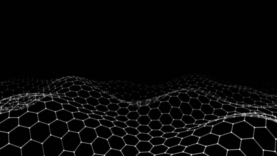 Representação da estrutura em forma de favo de mel dos átomos de carbono que compõem o grafeno  Maksym Kaplun / iStock / Getty Images Plus  -Via FAPESP