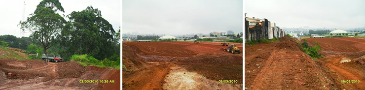 Vistas do terreno com o início das obras de terraplenagem em 2010