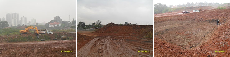 Vistas do terreno com a continuidade das obras de terraplenagem em 2010